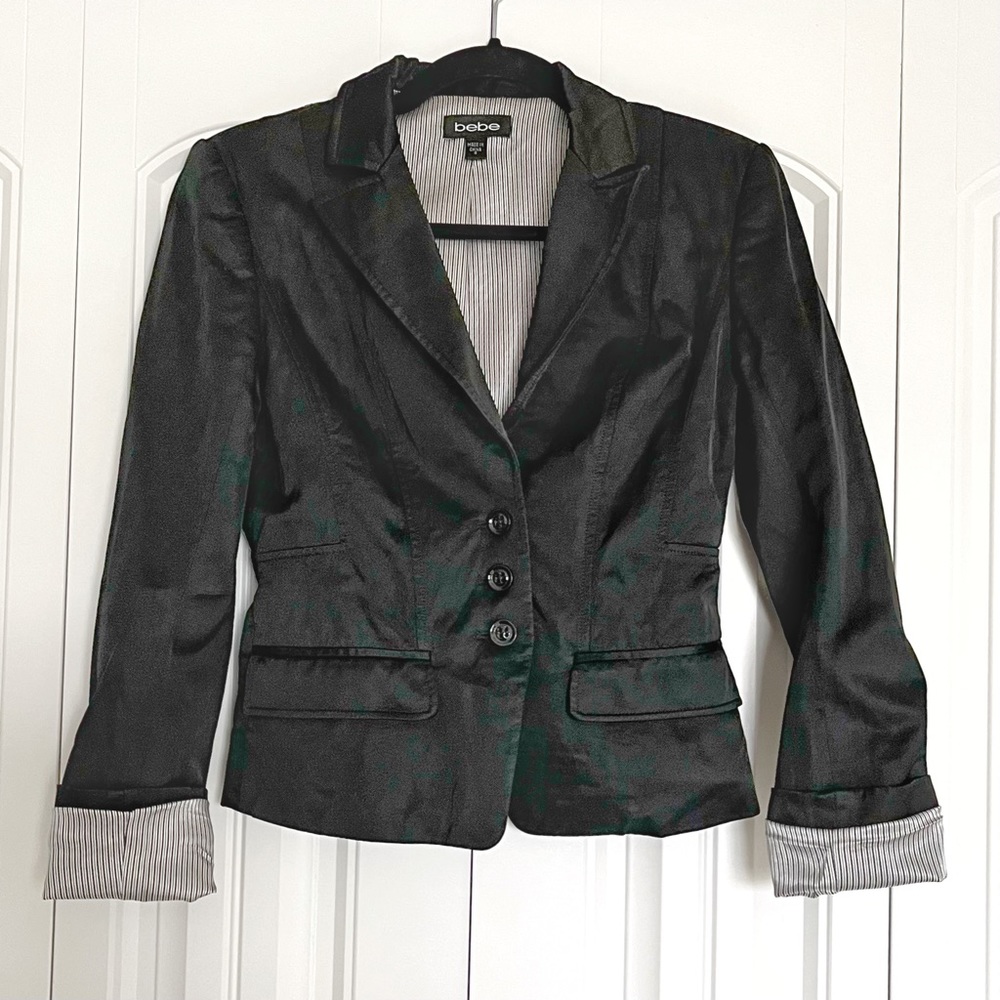 Bebe Shiny Black Blazer
